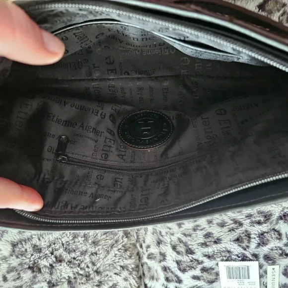 Etienne Aigner | Vienna Collection  Black Genuine Leather Baguette Shoulder Bag - Picture 12 of 15